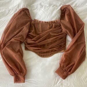 Mesh milkmaid style corset cropped top